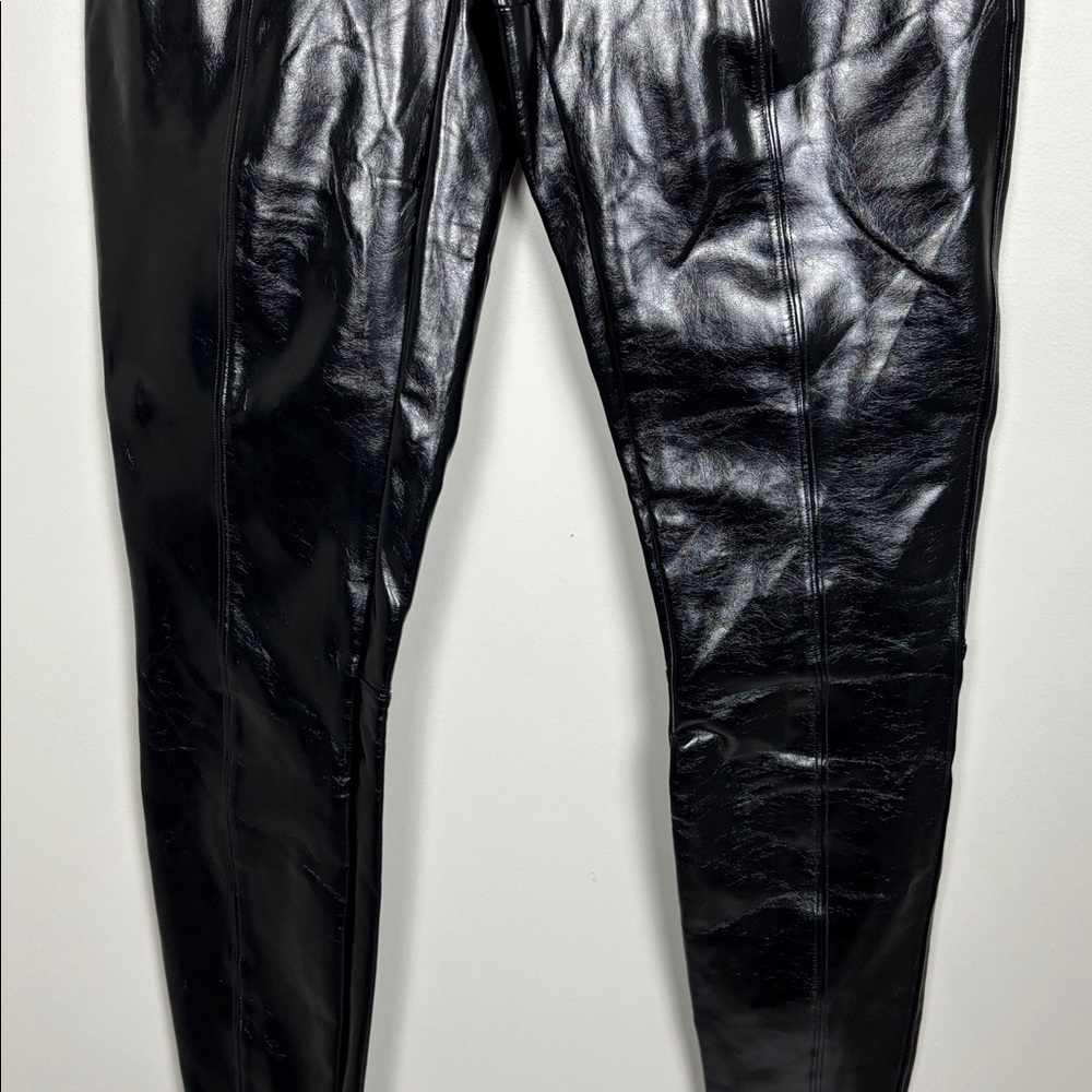 NWT SPANX Shiny Faux Patent Leather Black Leggings - L - Picture 3 of 7